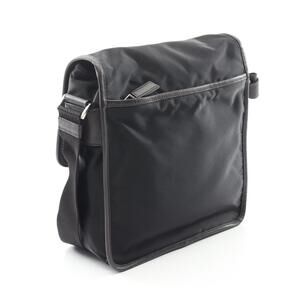 Prada Black Brown Shoulder Saffiano Leather Nylon Bag